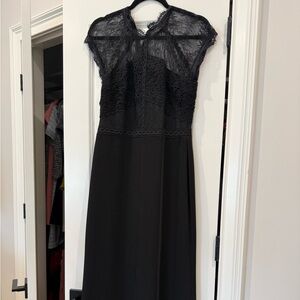 Black Lace Bodice Evening Dress
